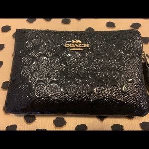 COACH Black Patent Leather Wristlet